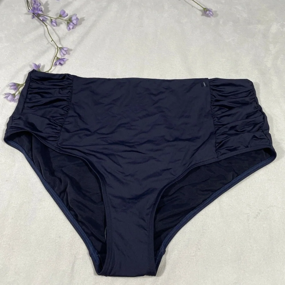 NEW Sea Level‎ [ 16 US ] High Waist Gathered Side Bikini Bottoms Blue